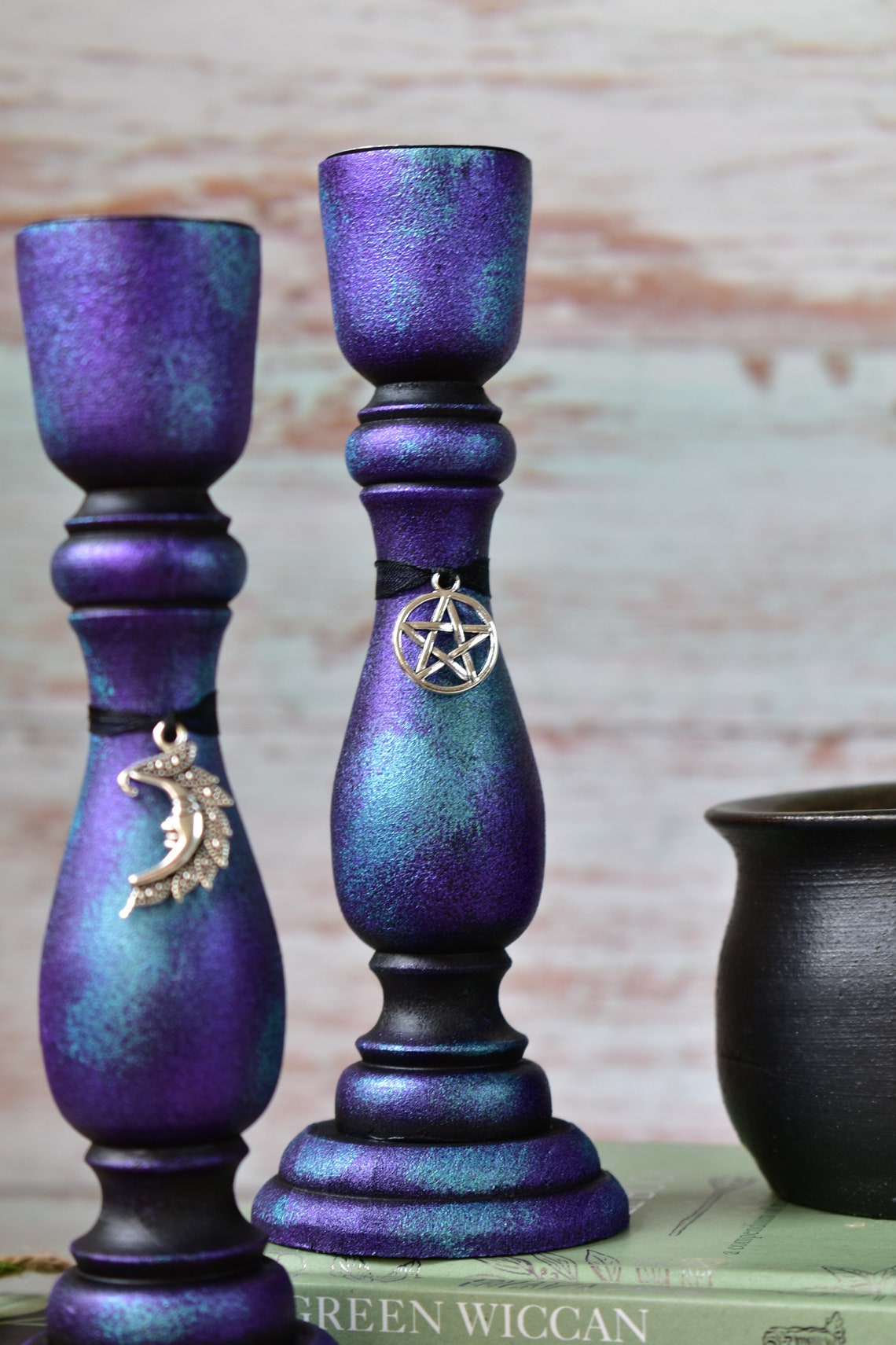 Pair of Spell Candle Holder's Witches Altar Candlestick Etsy