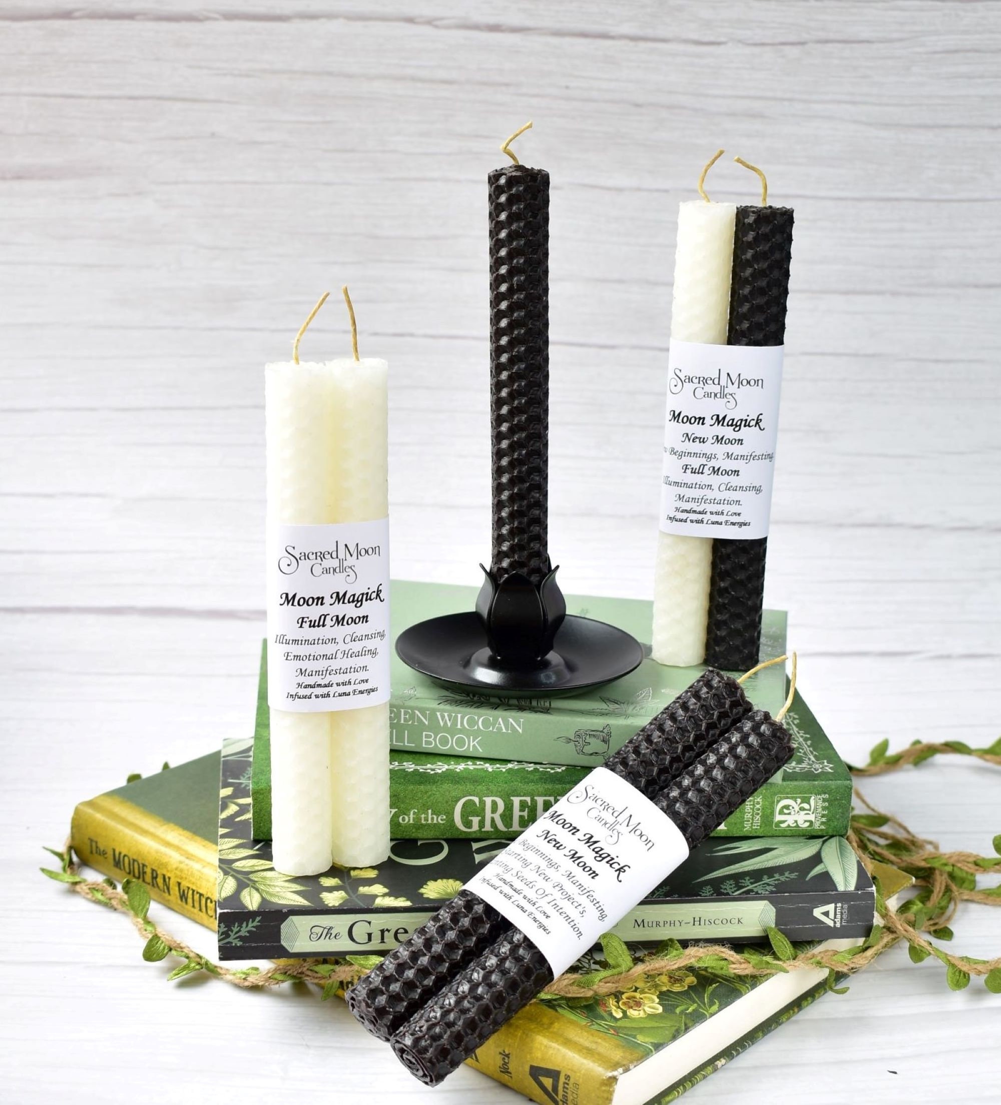 Moon Magick Spell Candles & Flower Petal Candle Holder Gift Etsy