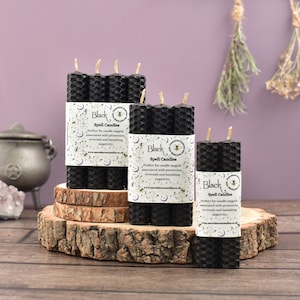 Black Beeswax Spell Candle: Witchcraft Protection, Wax Scrying Bonus