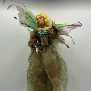 Rare Gorgeous Mermaid Doll Fairy Figurine Fantasy Mystical Satire Blonde Doll 14 Inches Tall