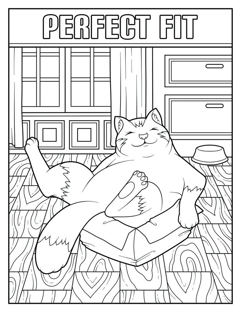 Cat Crazy Coloring Page Design Perfect Fit! Printable PDF