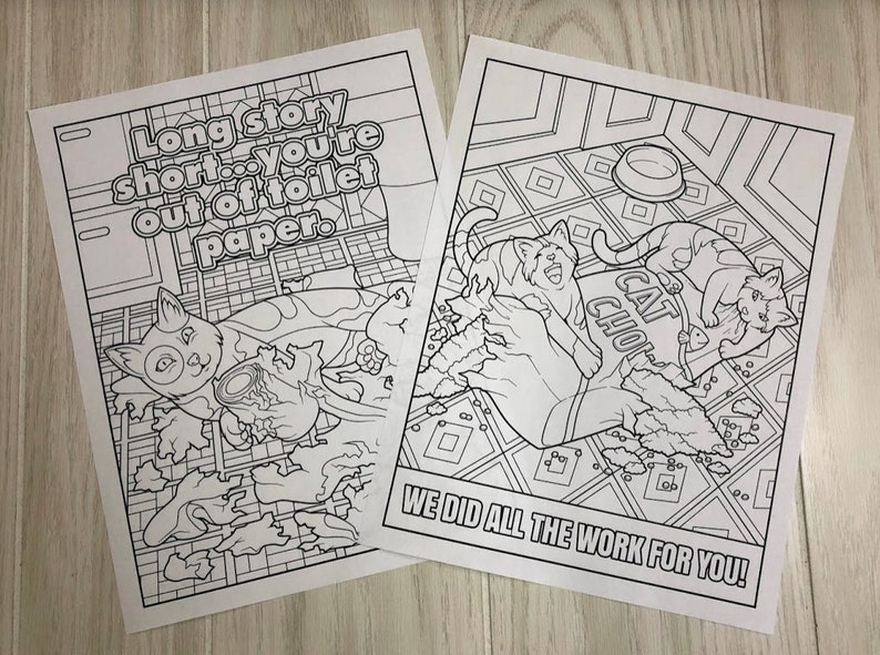 Cat Crazy Coloring Page Design Perfect Fit! Printable PDF