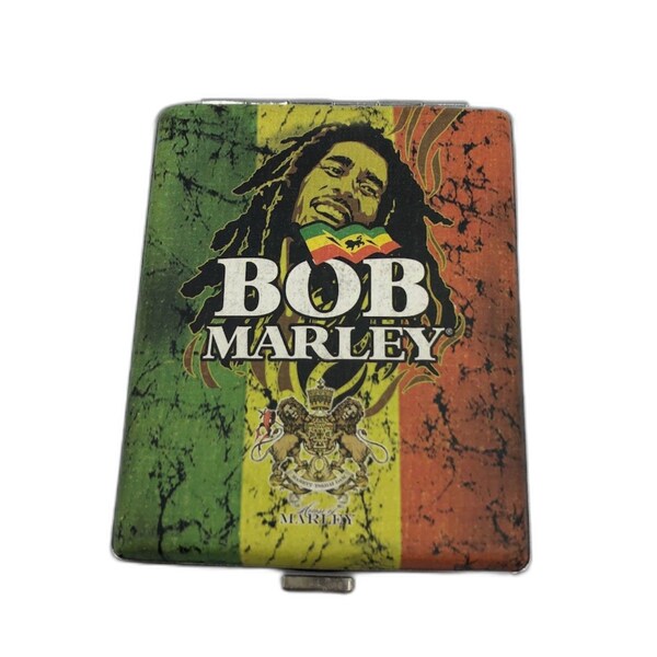 vintage Bob Marley étui à cigarettes reggae icône de la musique tabac porte-cartes d'identité argent