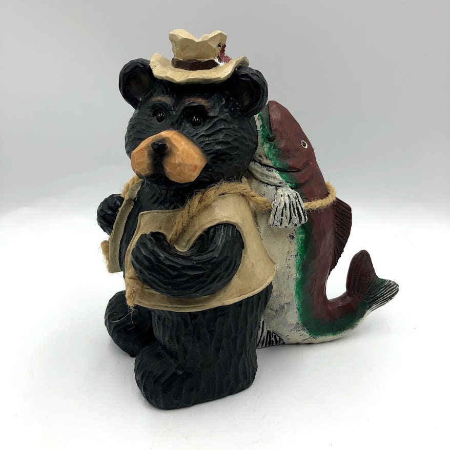 Young's Incorporated Bear and Fish Figurine Statue Pesca Etsy