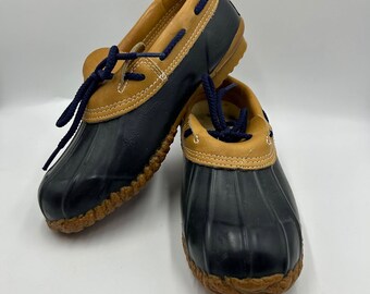 Vintage 1985 Herman Survivors Women's Duck Outdoor All Weather Shoes Size 7 Winter Rain Snow Blue Tan Size 7
