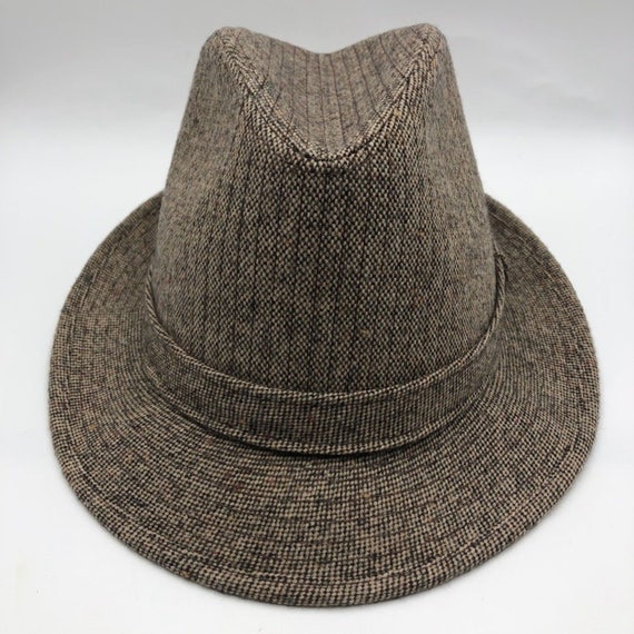 Vintage Young An Men's Fedora Tweed Wool Hat Brow… - image 1