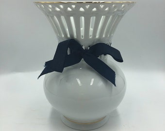 Vintage Formalities by Braun Bros White Lattice Tabletop Indoor Decorative Vase