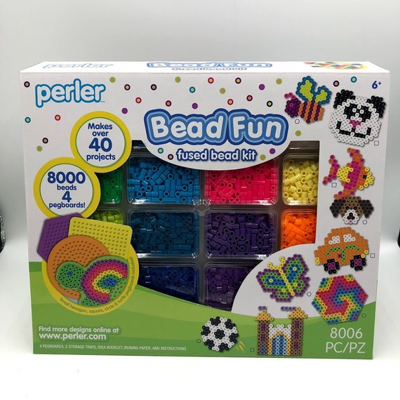 Perler Bead Fun Fused Bead Kit 8000 Beads 4 Pegboards NIB 