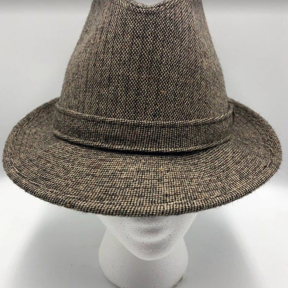 Vintage Young An Men's Fedora Tweed Wool Hat Brow… - image 4