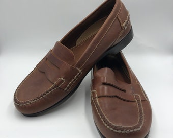 Vintage Johnston Murphy marrón cuero Penny mocasines resbalones en zapatos casuales 10M