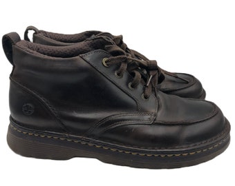 Vintage Dr. Doc Martens Botas de tobillo de cuero marrón para hombre 12M Chunky Casual Laceup