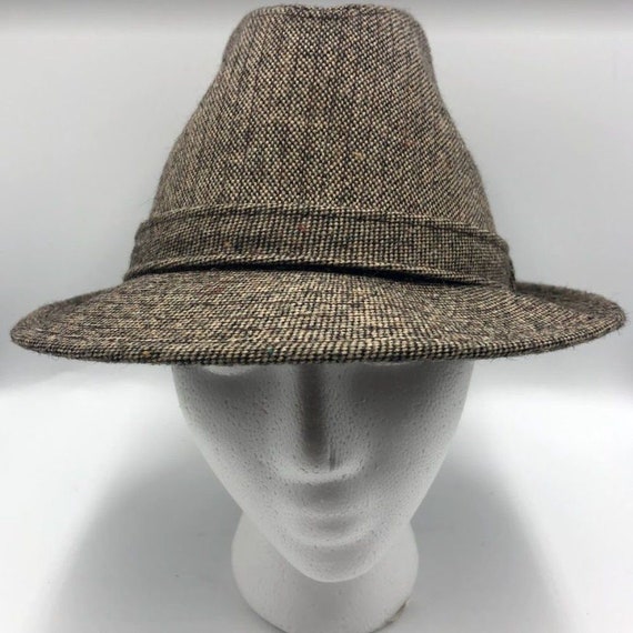 Vintage Young An Men's Fedora Tweed Wool Hat Brow… - image 3