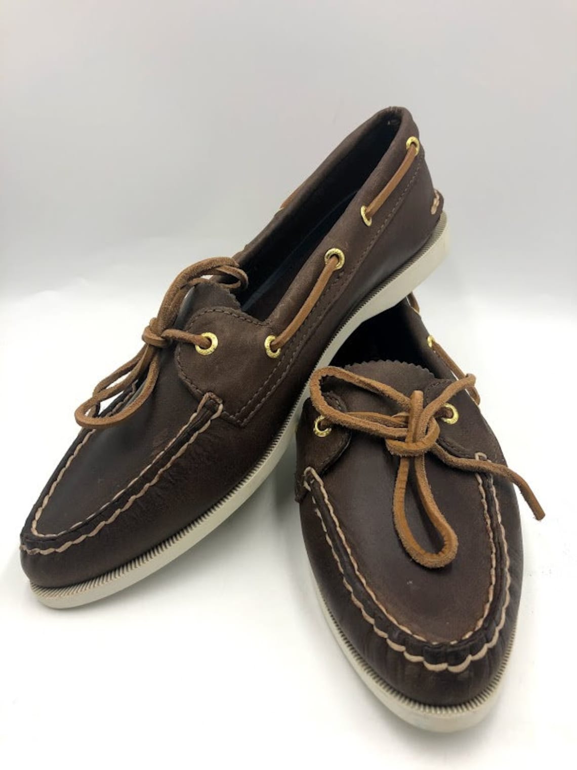 Sperry Women's Brown Leather Topsiders Boat Shoes Loafers Etsy