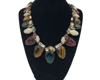 Vintage Chloe and Isabel Multi Colored Crystal Stone Fashion Statement Necklace