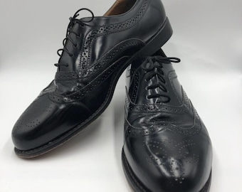 NOS Service Shoes 9.5 W Military Issue Dress Black Leather Derby Made ...