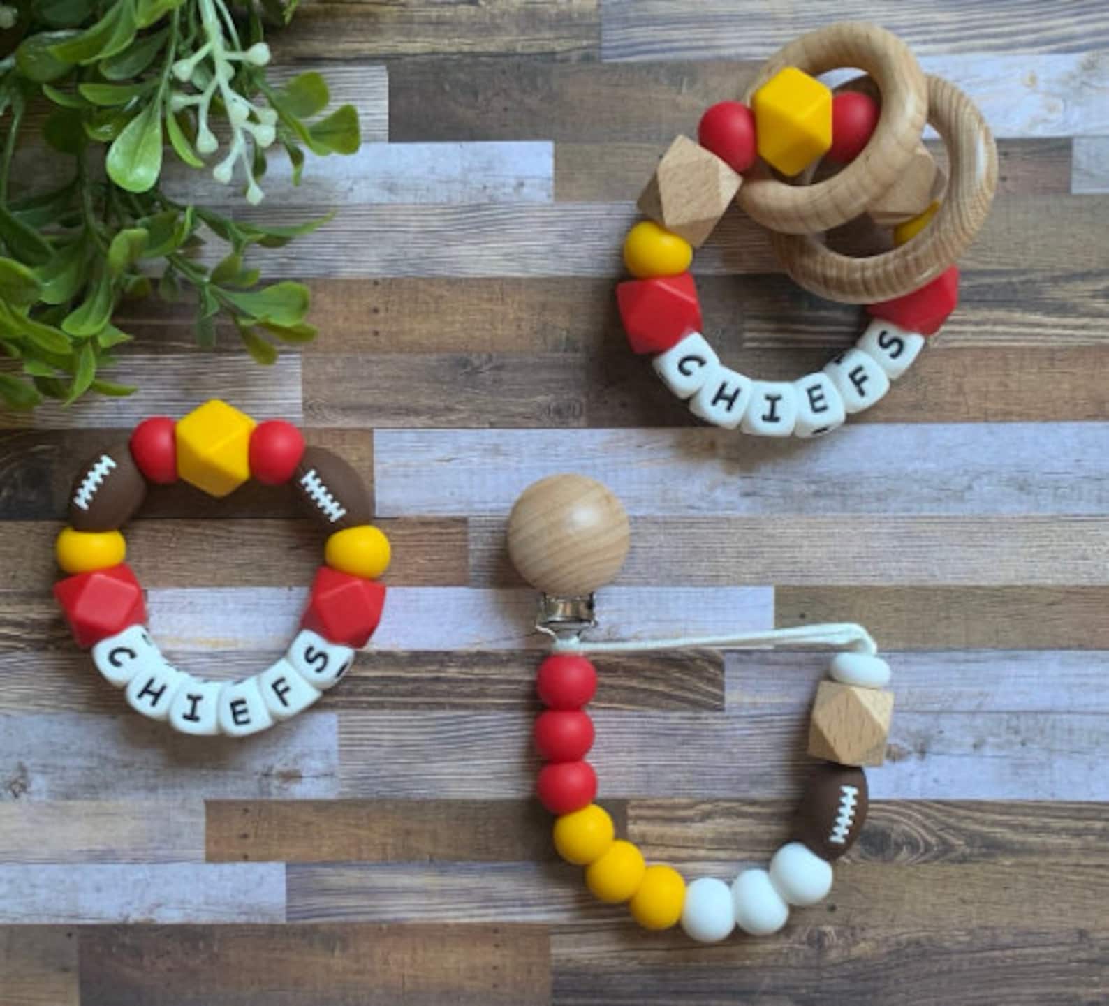 Kansas City Chiefs Toy Collection, Chiefs Baby Gift Pacifier Clip, Baby ...