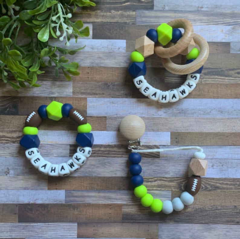 Seahawks Pacifiers Seattle Seahawks Toy Collection - Baby Seahawks Toy Rattle, Pacifier ...