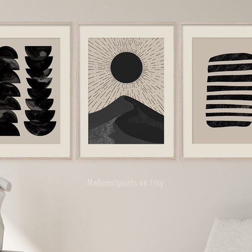 Beige Wall Decor Set of 3 living room Decor minimalist Etsy