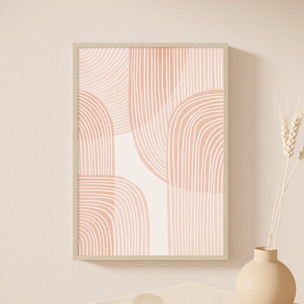 Geometric Arches Watercolor Print, Boho Neutral Wall Art (Digital Download)