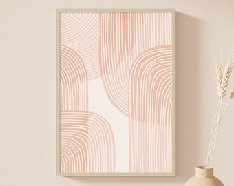 Arte de pared imprimible de acuarela geométrica, impresión digital, arte de pared neutral, decoración boho, impresión de arte abstracto, descarga instantánea, impresión minimalista