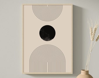 Mid Century Modern Line Art Print: Abstract Geometric Wall Decor (Digital Download)