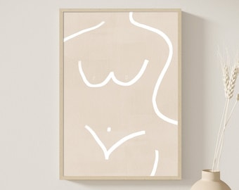 Minimalist Line Art Print, Woman Line Art, Beige Abstract Wall Art, Modern Wall Art, Minimalist Print, Wall Decor, Living Room Wall Art