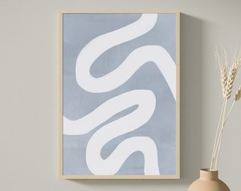 Blue Abstract Art Print: Modern Minimalist Decor (Digital Download)
