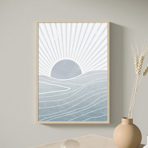 Abstract Sunrise Art, Modern Wall Art, Pastel Sunrise Print, Sun Painting, Abstract Art Print, Minimalist Print, Living Room Wall Art