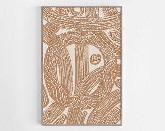 Terracotta Line Art, Abstract Wall Art, Rose Gold Wall Art, Terracotta Color, Abstract Art Print, Minimalist Print, Living Room Wall Art