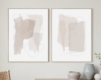 Abstract Earth Tone Art Prints: Beige Gray Minimalist Decor (Digital Print)