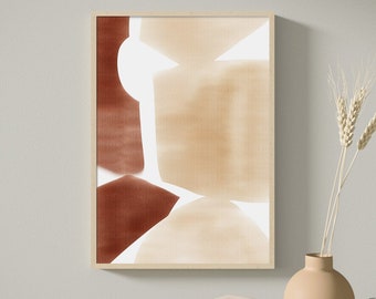 Modern Abstract Watercolor Print, Geometric Abstract Art, Modern Wall Art, Beige Terracotta Print, Abstract Art Print, Minimalist Print