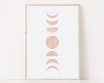 Modern Moon Phases Art, Mid Century Moon Print, Moon Celestial Print, Abstract Art Print, Minimalist Print, Living Room Wall Art, Wall Decor