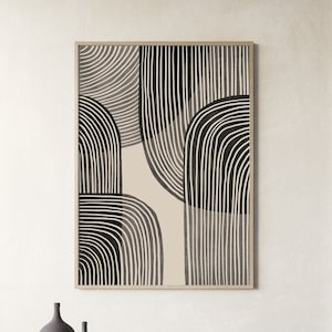 Black Beige Swirl Art, Black Beige Abstract Art Print, Large Abstract Art, Tropical Wall Art, Abstract Wall Art,Living Room Wall Art