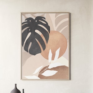 Botanical Wall Art Print: Neutral Abstract Leaves (Digital Download)