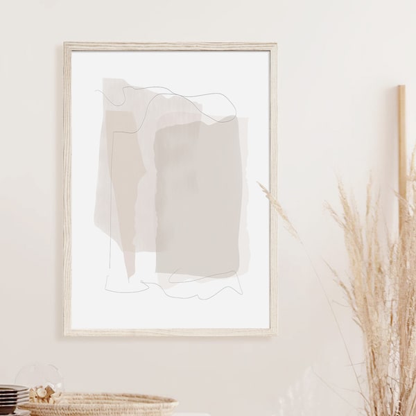 Woonkamer muur kunst, neutrale muur kunst, Boho decor, appartement decor, abstracte muur kunst abstracte print abstracte kunst neutrale prints kunst prints