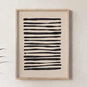 Decoração preta bege, arte abstrata de linha, arte de linha preta, arte abstrata moderna, pôster bege, pôster minimalista, decoração de parede