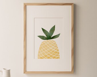 Pineapple, Fruir Pint, Digital Print, Printable Wall Art, Tropical, Art Print, Nursery Wall Art, Downloadable Print, Minimalist Poster