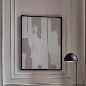 Arte abstracto en gris y beige, pintura minimalista, impresión en gris y blanco, arte mural imprimible, acuarela geométrica, impresión digital, decoración bohemia