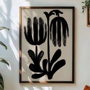 Black and Beige Botanical Print: Modern Minimalist Plant Art (Digital Download)