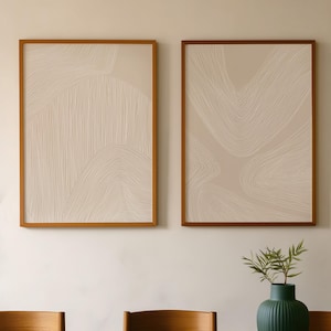 Abstract Landscape Art Print Set: Beige Minimalist Wall Decor (Digital Download)