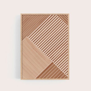 Cartel de rayas, arte de pared geométrico, impresiones de terracota, arte de pared imprimible, cartel abstracto moderno, arte de líneas, impresión descargable, cartel minimalista imagen 1