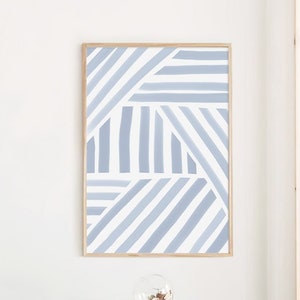 Baby Blue Print, Blue Stripe Art Print, Digital Wall Art, Large Print, Nursery Wall Decor, Kids Room Decor, Modern Abstract Minimalist Print