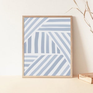 Baby Blue Print, Blue Stripe Art Print, Digital Wall Art, Large Print, Nursery Wall Decor, Kids Room Decor, Modern Abstract Minimalist Print image 2