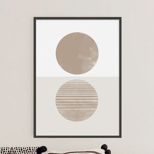 Abstract Sunset Print, Beige Print, Beige Boho Decor, Modern Mid Century Art, Printable Wall Art, Geometric Print, Neutral Wall Art