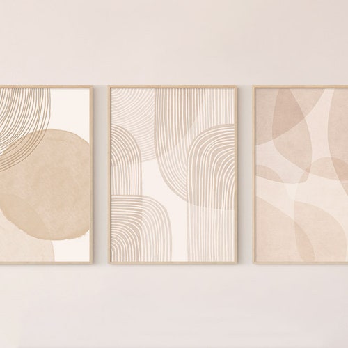 Beige Wall Decor, Set of 3 ,Living ,Room Decor ,Minimalist Print ,Boho Decor Set, Office Decor, Art Set Prints, Abstract Geometric