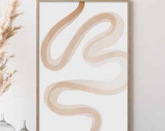 Geometric Watercolor Print: Beige Abstract Art, Minimalist Boho Decor (Digital Print)