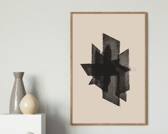 Black Abstract Art, Modern Abstract Art, Abstract Wall Art, Minimalist Print, Living Room Wall Art, Wall Decor