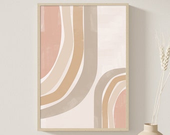 Arte de pared imprimible de arco iris abstracto, impresión digital, arte de pared neutral, decoración boho, impresión de arte abstracto, descarga instantánea, impresión minimalista