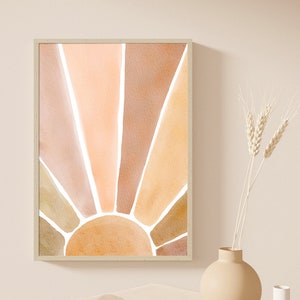 Sun Painting, Watercolor Art, Sunrise Abstract Art, Modern Wall Art, Abstract Art Print, Minimalist Print, Living Room Wall Art