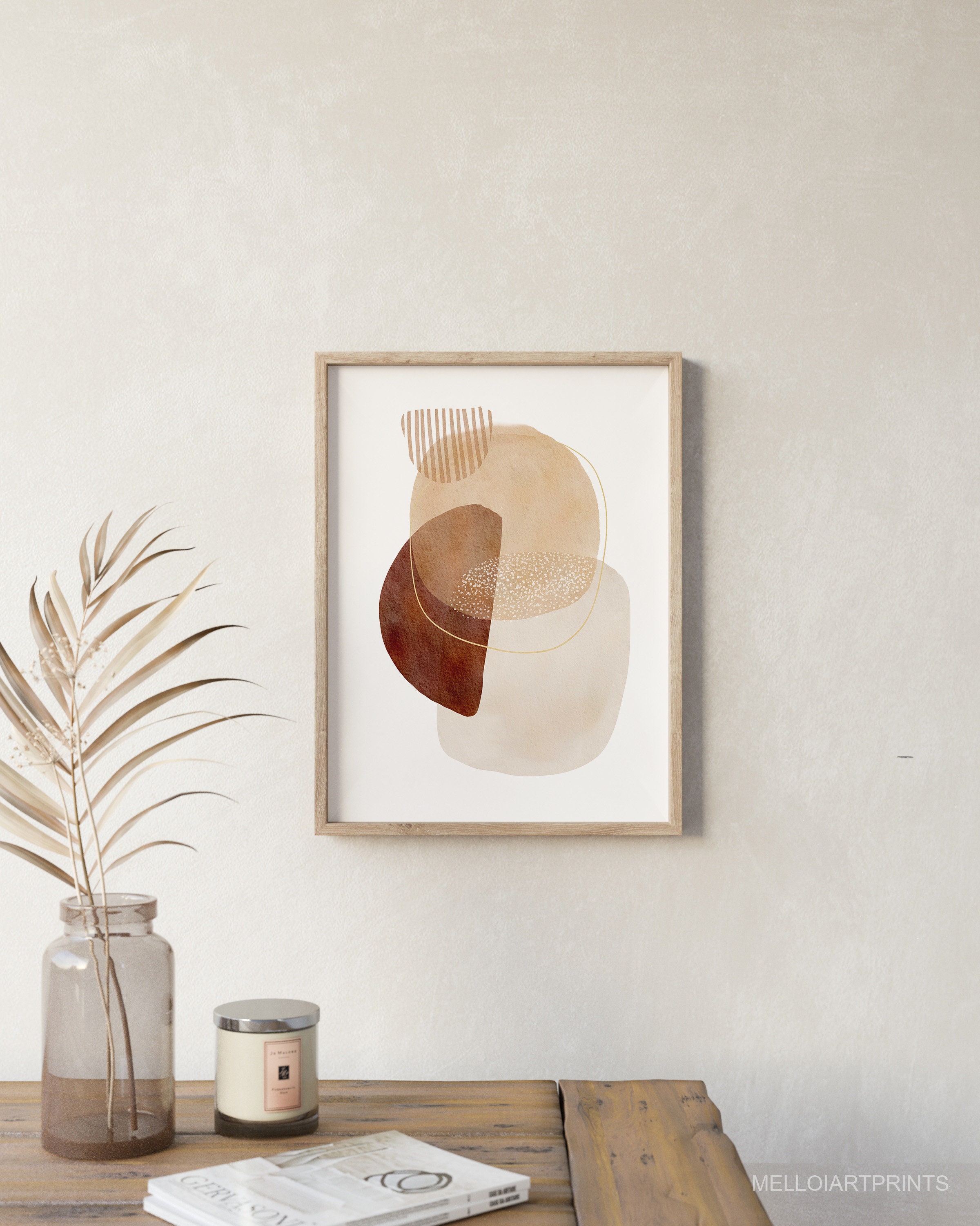 Beige Brown Print Neutral Color Wall Art Earth Tone Abstract | Etsy